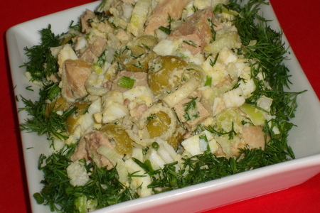 Салат из печени  трески с оливками и каперсами: шаг 8