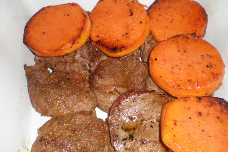 Свинина, запеченая  с тыквой и картофелем под соусом бешамель: шаг 4