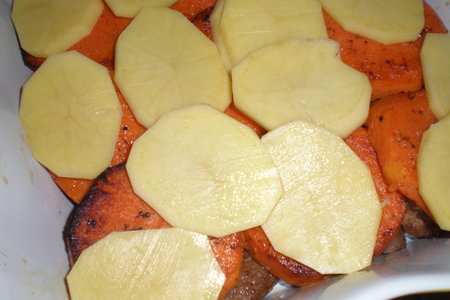 Свинина, запеченая  с тыквой и картофелем под соусом бешамель: шаг 5