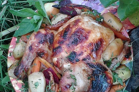 Запеченная курица в чесночном маринаде с овощами : шаг 6
