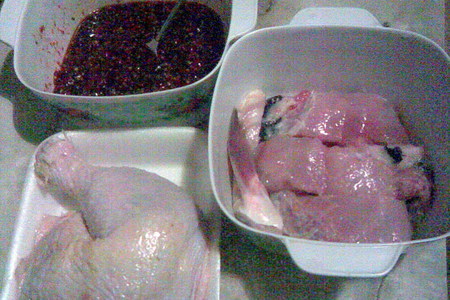 Куриный окорочок и рыбка в рубиновом маринаде .: шаг 2