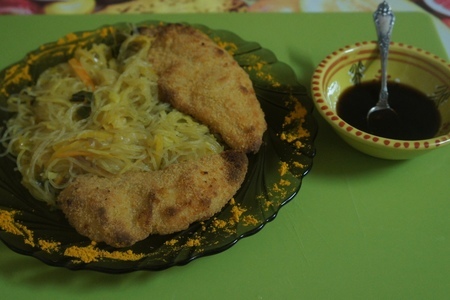 Фото к рецепту: Фрунчоза с овощами и филе грудки цыпленка на гриле.