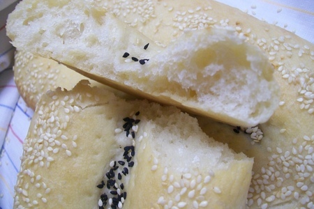 Фото к рецепту: Нони равгани. таджикская лепешка. хлебный фм