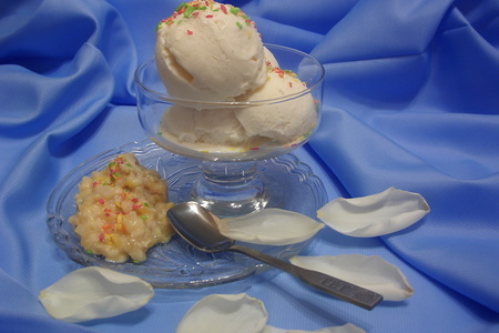 Фото к рецепту: Рисовое мороженое с кокосово- фруктовым гарниром