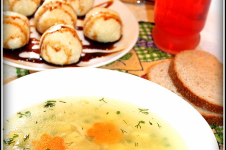 Фото к рецепту: Вермишелевый супчик, ленивые вареники, клубничный компот  "идеальный обед для малыша за 60 минут"