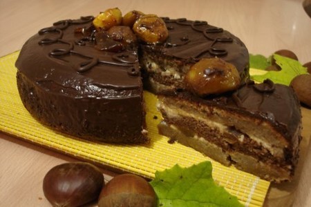 Фото к рецепту: Торт каштаново-шоколадный " осенний блюз" тест драйв vitek
