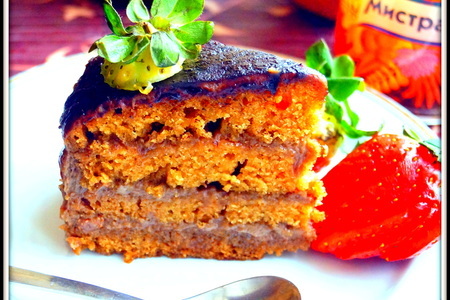 Фото к рецепту: Торт «виктория» с заварным, шоколадным кремом