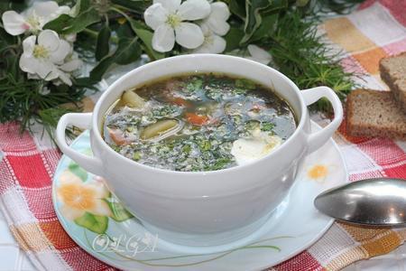 Фото к рецепту: Суп из молодого картофеля с луком-пореем