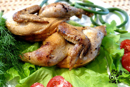 Фото к рецепту: Цыплята-корнишоны с розмарином, томленные в кефирно-горчичной подливе