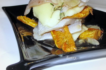Фото к рецепту: Милефолье из скумбрии и тыквы