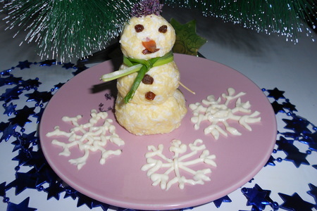 Фото к рецепту: Сырная закуска "снеговик"