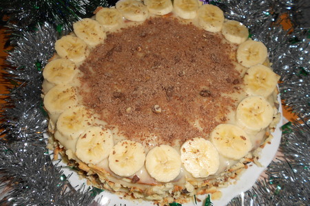 Фото к рецепту: Творожно-банановый торт