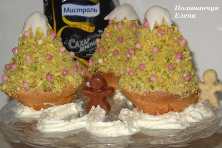 Фото к рецепту: Праздничные кексы  "новогодняя  елочка" 
