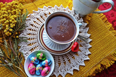 Фото к рецепту: "ленивый" горячий шоколад в свч