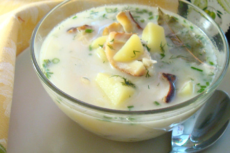 Суп рыбно-молочный с треской горячего копчения