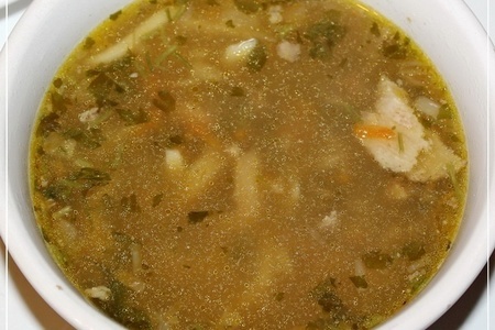 Суп утиный с домашней лапшой и белыми грибами
