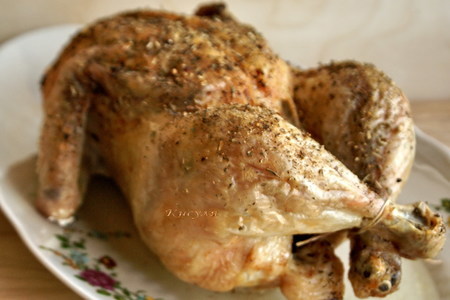 Фото к рецепту: Курица запечённая на соли