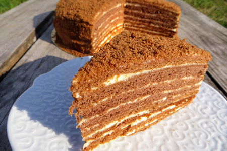 Фото к рецепту: Шикарный медовый торт! вы забудете всё на свете!
