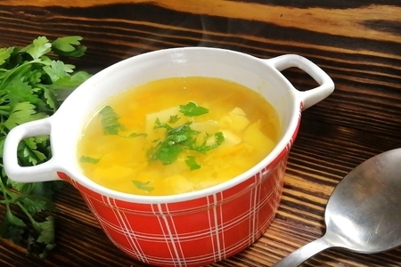 Фото к рецепту: Чечевичный суп с курицей - простой рецепт