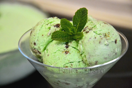 Фото к рецепту: Домашнее мятное мороженое