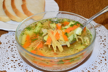 Фото к рецепту: Суп с жареной вермишелью