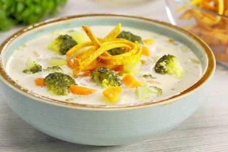 Фото к рецепту: Сырный суп с овощами