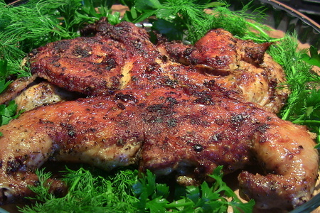 Фото к рецепту: Курица на сковороде с корочкой