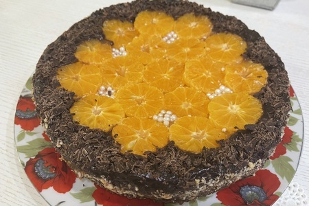 Фото к рецепту: Пирог песочно-желейный с мандаринами