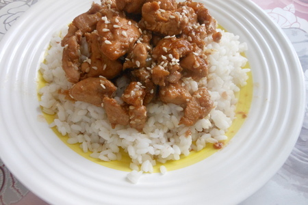 Фото к рецепту: Курица с рисом в соусе терияки