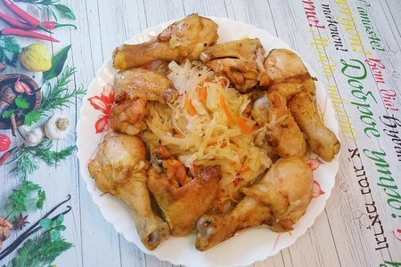 Фото к рецепту: Курица с капустой в рукаве