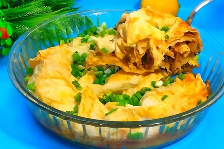 Фото к рецепту: Рецепт пирога из лаваша с грибами 