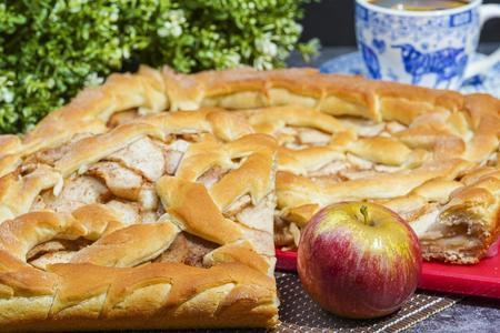 Фото к рецепту: Постный пирог с яблоками на дрожжах