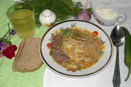Фото к рецепту: Щи с говядиной и квасом #литкухня #кулинар