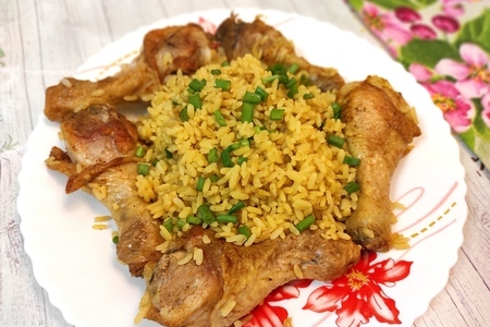 Куриные ножки с рисом на сковороде 