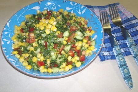 Салат с овощами, кукурузой и черемшой #постныйстол