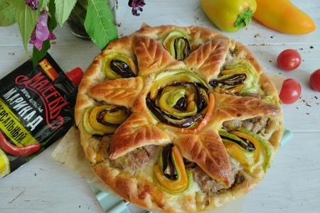 Фото к рецепту: Пирог с котлетами и овощами по махеевски #махеевъ