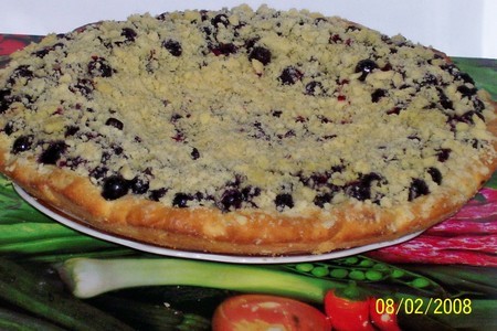 Фото к рецепту: Сметанный пирог с черной смородиной