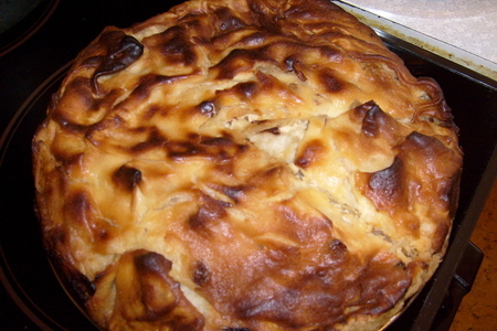 Фото к рецепту: Пирог из лаваша с творогом и курагой