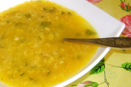 Фото к рецепту: Суп тыквенный густой с чечевицей