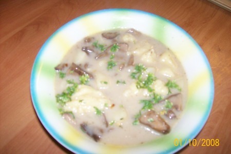Фото к рецепту: Грибной супчик с клецками и сыром