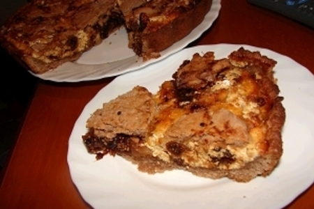 Фото к рецепту: Творожный пирог с сухофруктами