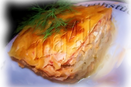 Фото к рецепту: Запеканка из цветной капусты с куриной грудкой под соусом и сырной шапкой