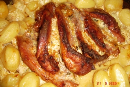 Фото к рецепту: Мясная гармошка с сыром и картошкой,с кокосовым молоком