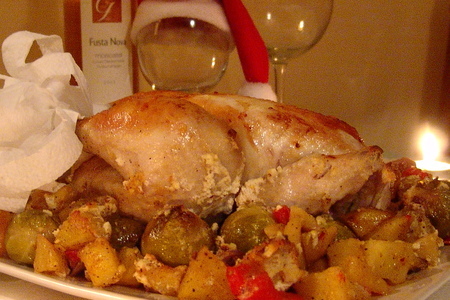 Фото к рецепту: Скоро новый год-курица запеченная с овощами