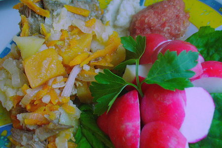 Фото к рецепту: Мясо под кайфом( с овощами)