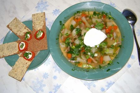 Фото к рецепту: Суп с овощами и шампиньонами