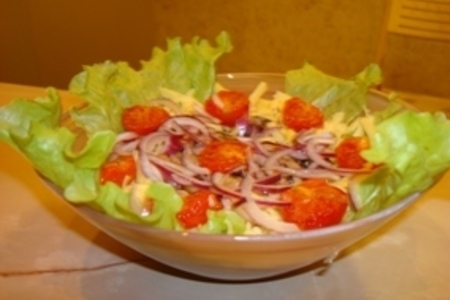 Фото к рецепту: Фасолевый салат с запеченными помидорами