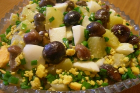 Фото к рецепту: Теплый салат с грибами