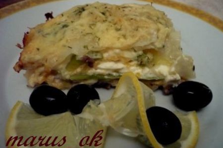 Фото к рецепту: «лазанья» с капустой, цукини и тремя сырами