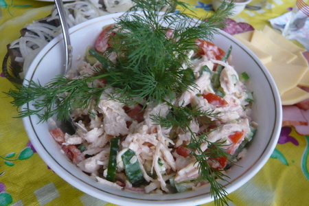 Фото к рецепту: Салат куриный с овощами
